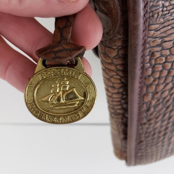 Brahmin Cognac Croc Embossed Leather Crossbody - Picture 12 of 14